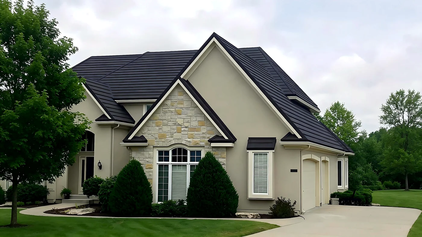Stone-coated metal roof tile — finished product